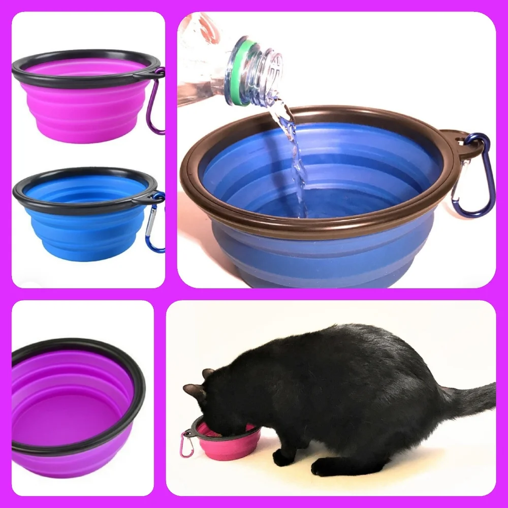 🌷3/$20🌷NWT Blue Collapsible Silicone Pet Bowl (w/Clip)